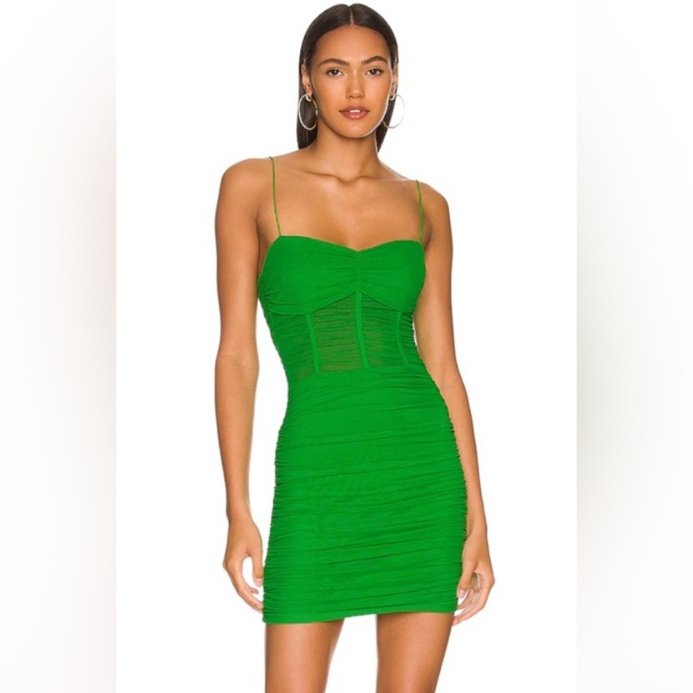 superdown Kambella Ruched Mini Dress in Green